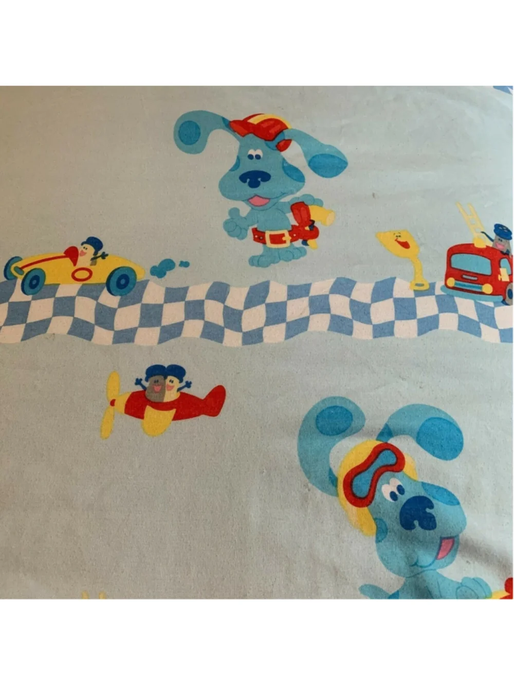 Vintage Blues Clues Twin Size Flat Sheet TV Show Cutter Fabric Quilting